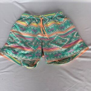 Chubbies Mens Swim Trunks Small Teal Geometric Southwestern Print Mesh Lined